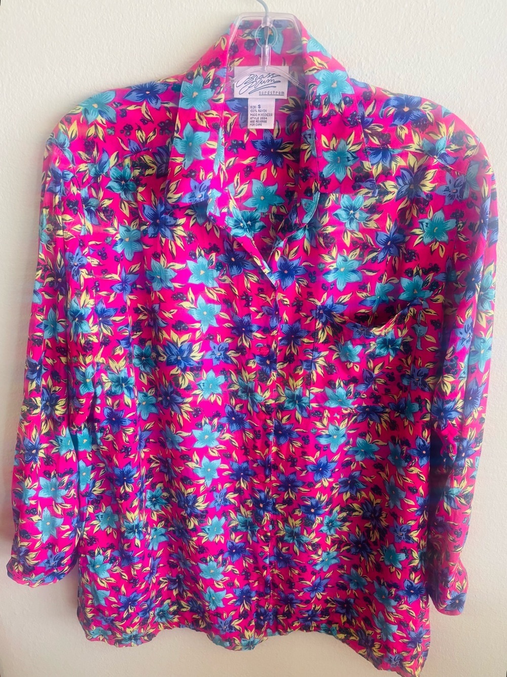 Vintage Nordstrom’s Brass Plum Multi Colored Floral Shirt Size: Small